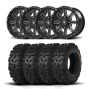 Set of Four Bullite Lancer Wheels 14" Black And Kenda K587 Bearclaw HTR Tires [28x9R-14]