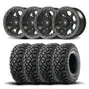 Set of Four Bullite Ruler Wheels 15" Gray And Kenda K3204R Klever XT Tires [32x10R-15]