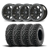 Juego de cuatro rines Bullite Ruler de 15" grises y neumáticos Kenda K3204R Klever XT [32x10R-15]