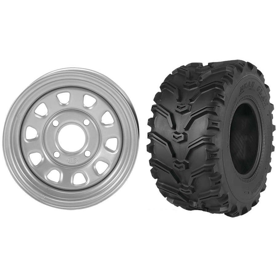 Set of 2 Mounted Wheel and Tire Kit Wheel: 12x7 2+5 4/110 Tire: 25x10-12 6 Ply