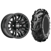 Set of 2 Mounted Wheel and Tire Kit Wheel: 14x7 5+2 4/110 Tire: 27x10-14 6 Ply