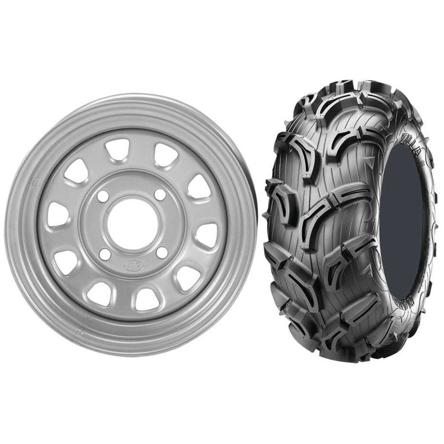 Set of 2 Mounted Wheel and Tire Kit Wheel: 12x7 4+3 4/156 Tire: 26x11-12 6 Ply