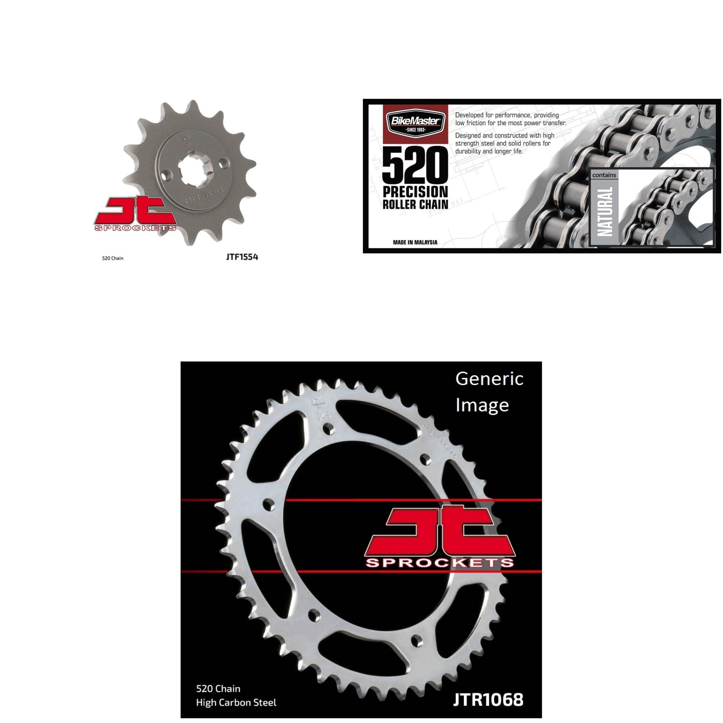 520 Chain Natural, Front & Rear Sprocket Kit for HYOSUNG GT250 Comet 2006-2010