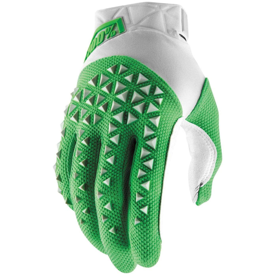 100% Apparel 100% Men's Airmatic Gloves Silver/Fluorescent Lime