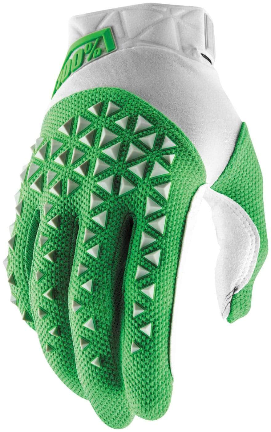 100% Apparel 100% Men's Airmatic Gloves Silver/Fluorescent Lime