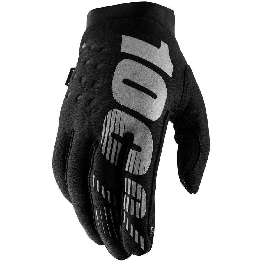 100% Apparel 100% Men's Brisker Cold-Weather Gloves Black/Grey