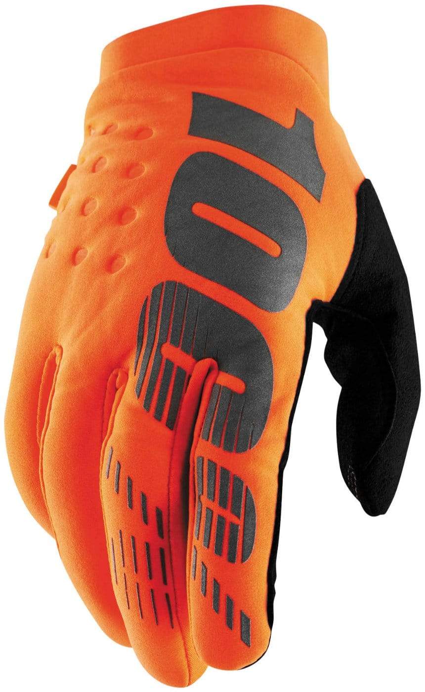 100% Apparel 100% Men's Brisker Cold-Weather Gloves Fluorescent Orange/Black