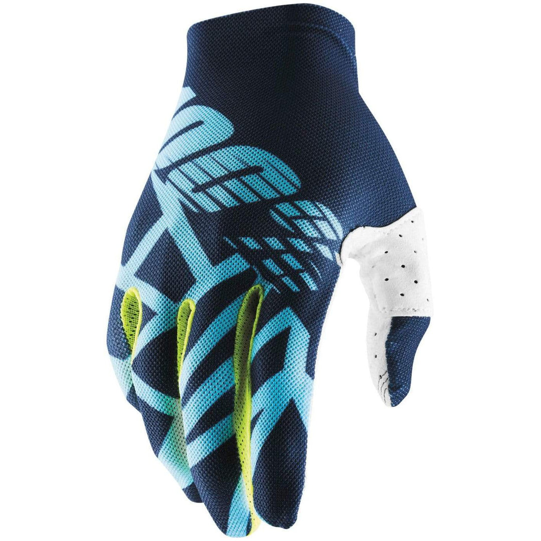 100% Apparel 100% Men's Celium 2 Gloves Navy/Blue/Lime