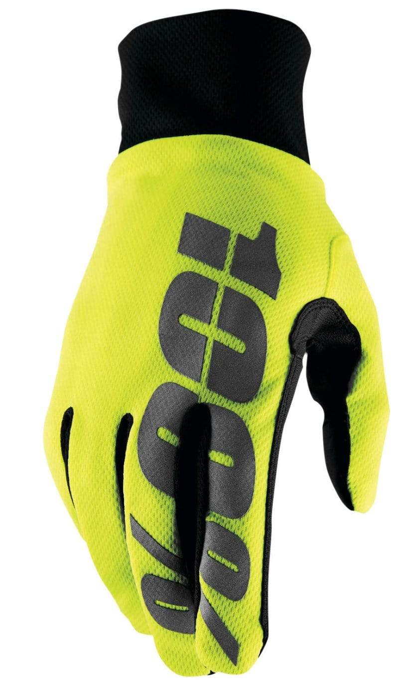 100% Apparel 100% Men's Hydromatic Waterproof Glove Neon Yellow/Black/Grey