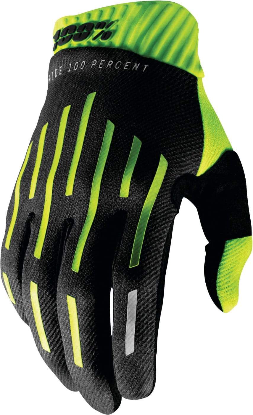 100% Apparel 100% Men's Ridefit Gloves Fluorescent Yellow/Charcoal