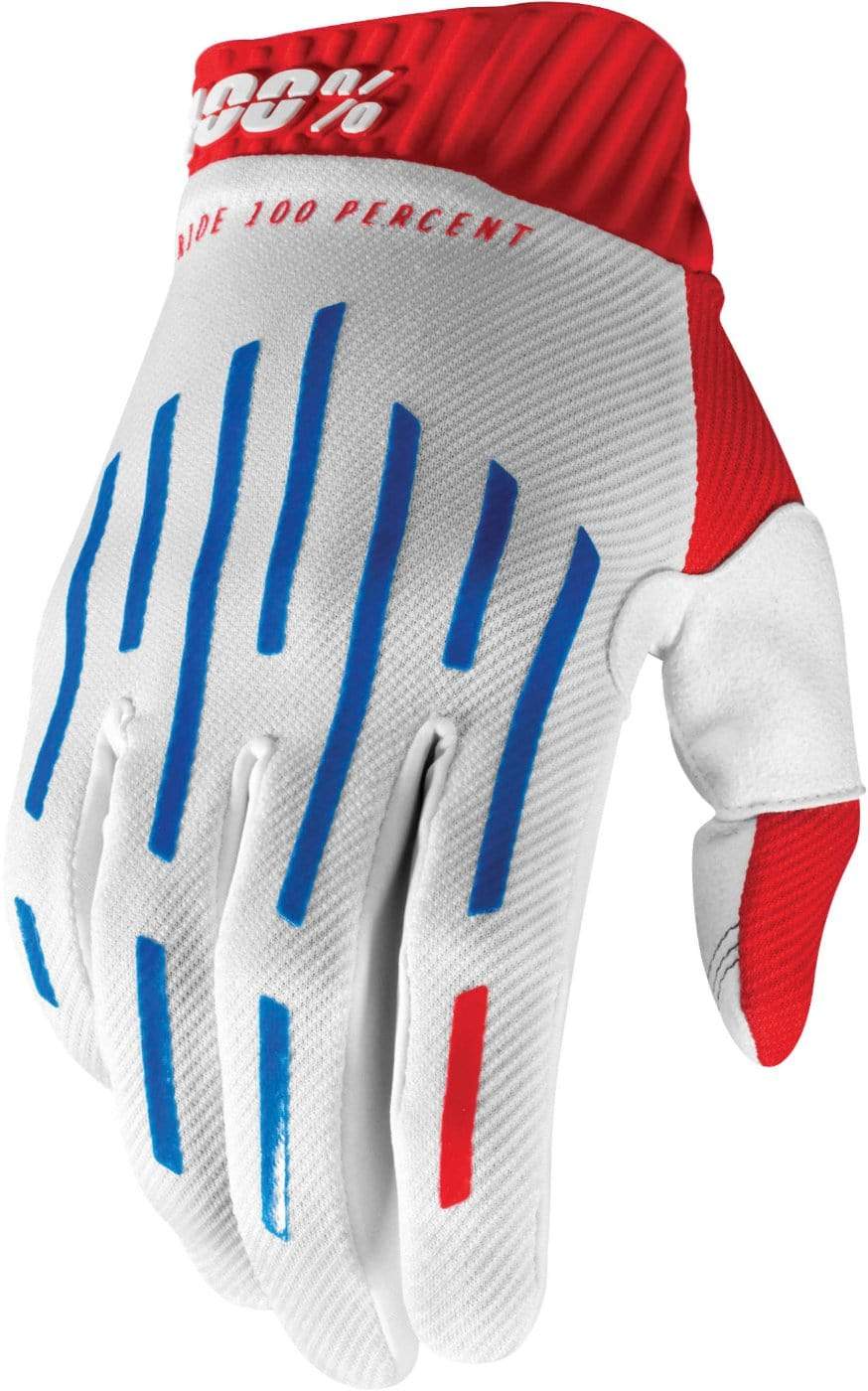 100% Apparel 100% Men's Ridefit Gloves Red/White/Blue