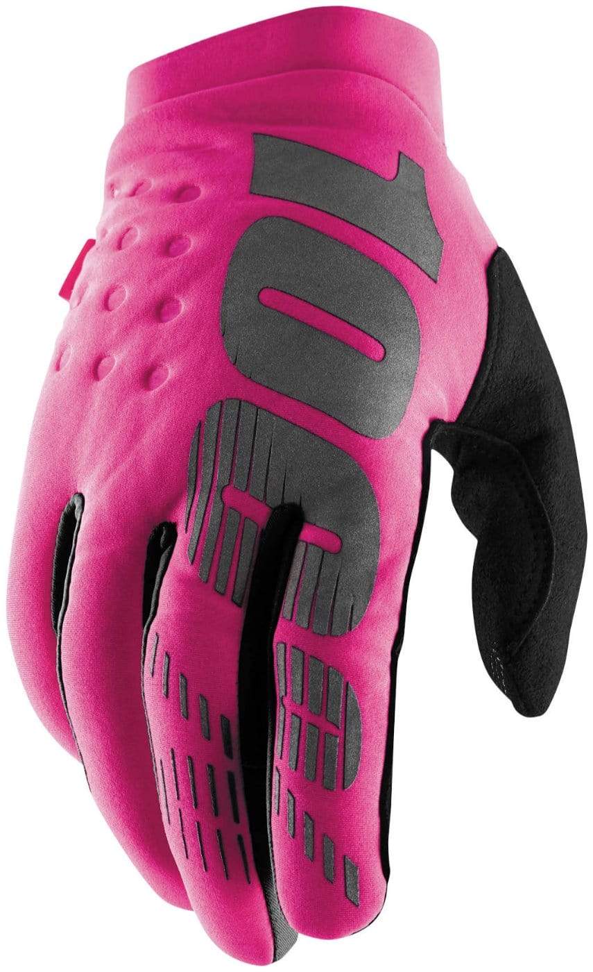 100% Apparel 100% Women's Brisker Cold-Weather Gloves Neon Pink/Black
