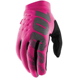 100% Women's Brisker Cold-Weather Gloves Neon Pink/Black
