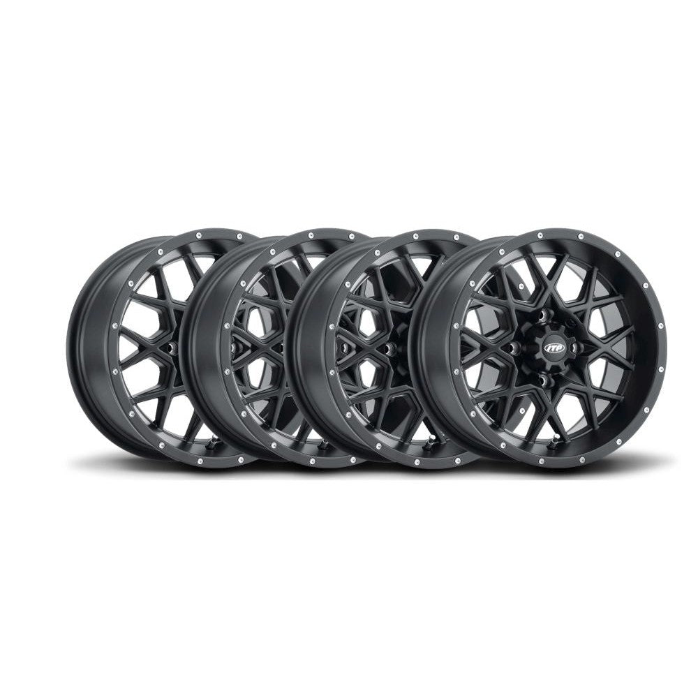 ITP Set of 4 Storm Series Hurricane Alloy Wheel Machined Black 12x7 4/4 2+5