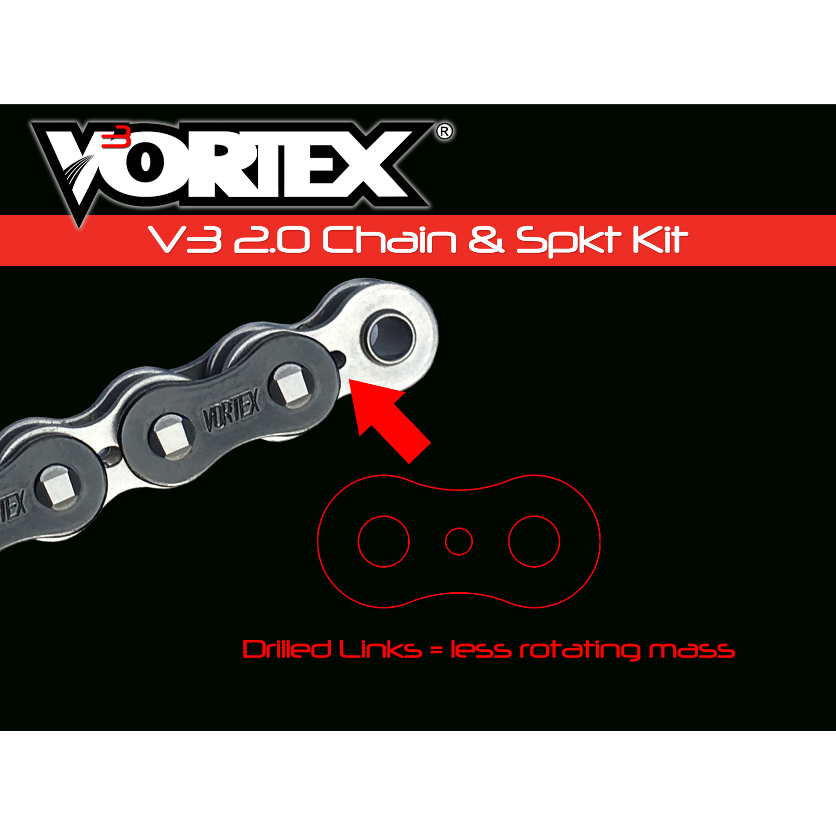 Vortex Black GFRA 520RX3-110 Chain and Sprocket Kit 16-40 Tooth - CK5271