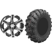 Set of 2 Mounted Wheel and Tire Kit Wheel: 12x7 2+5 4/110 Tire: 27x11-12 8 Ply