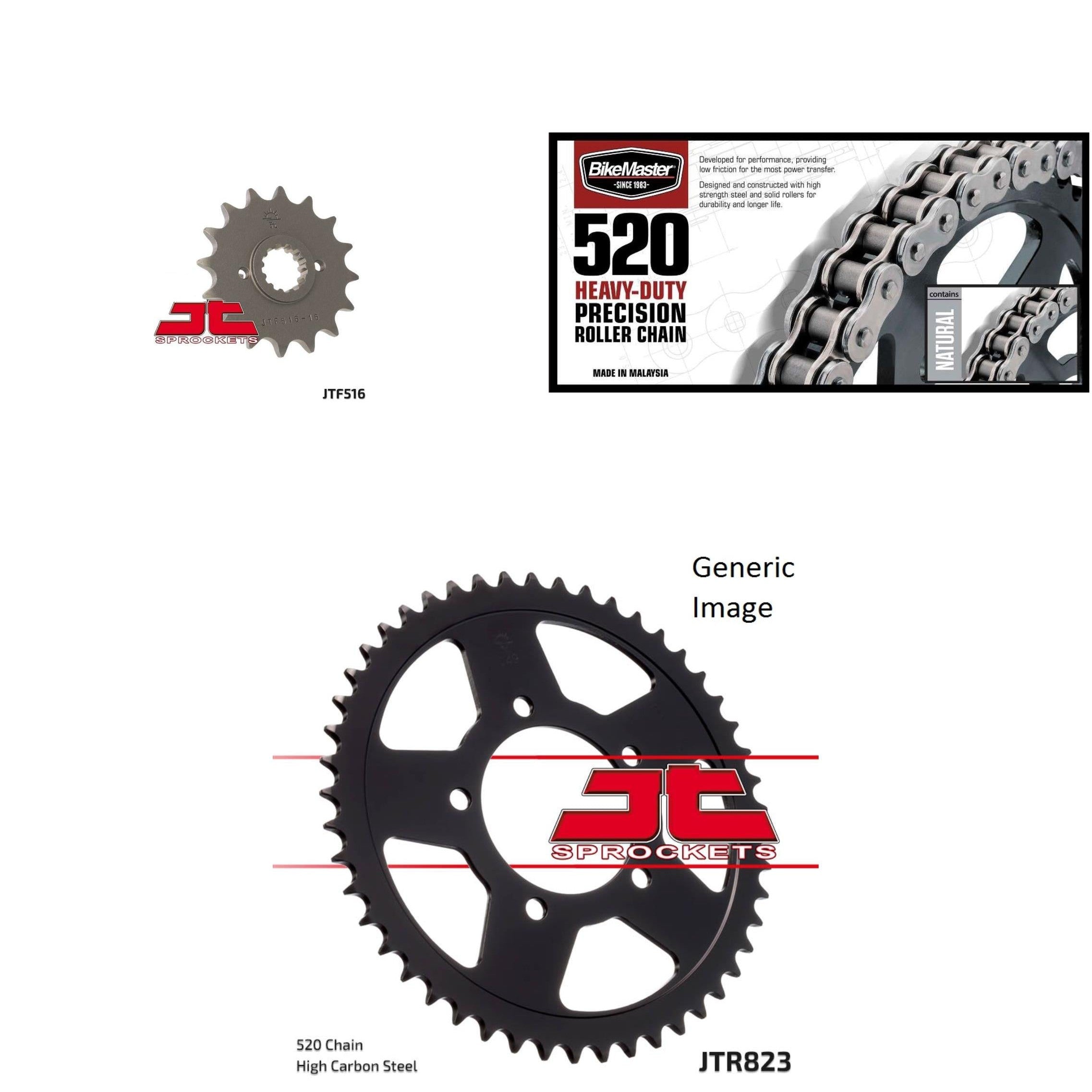 520H Heavy-Duty Chain Gold, Front & Rear Sprocket Kit for SUZUKI GS500H 2007