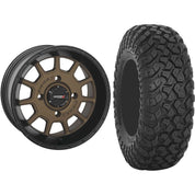 Set of 2 Mounted Wheel and Tire Kit Wheel: 14x7 4+3 4/156 Tire: 28x10-14 8 Ply