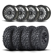 Set of Four Bullite Blade Wheels 14" Gray And Kenda K3204R Klever XT Tires [32x10R-14]