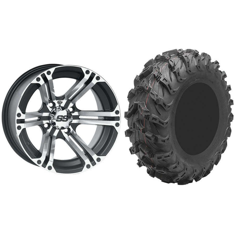 Set of 2 Mounted Wheel and Tire Kit Wheel: 12x7 4+3 4/156 Tire: 26x9-12 8 Ply