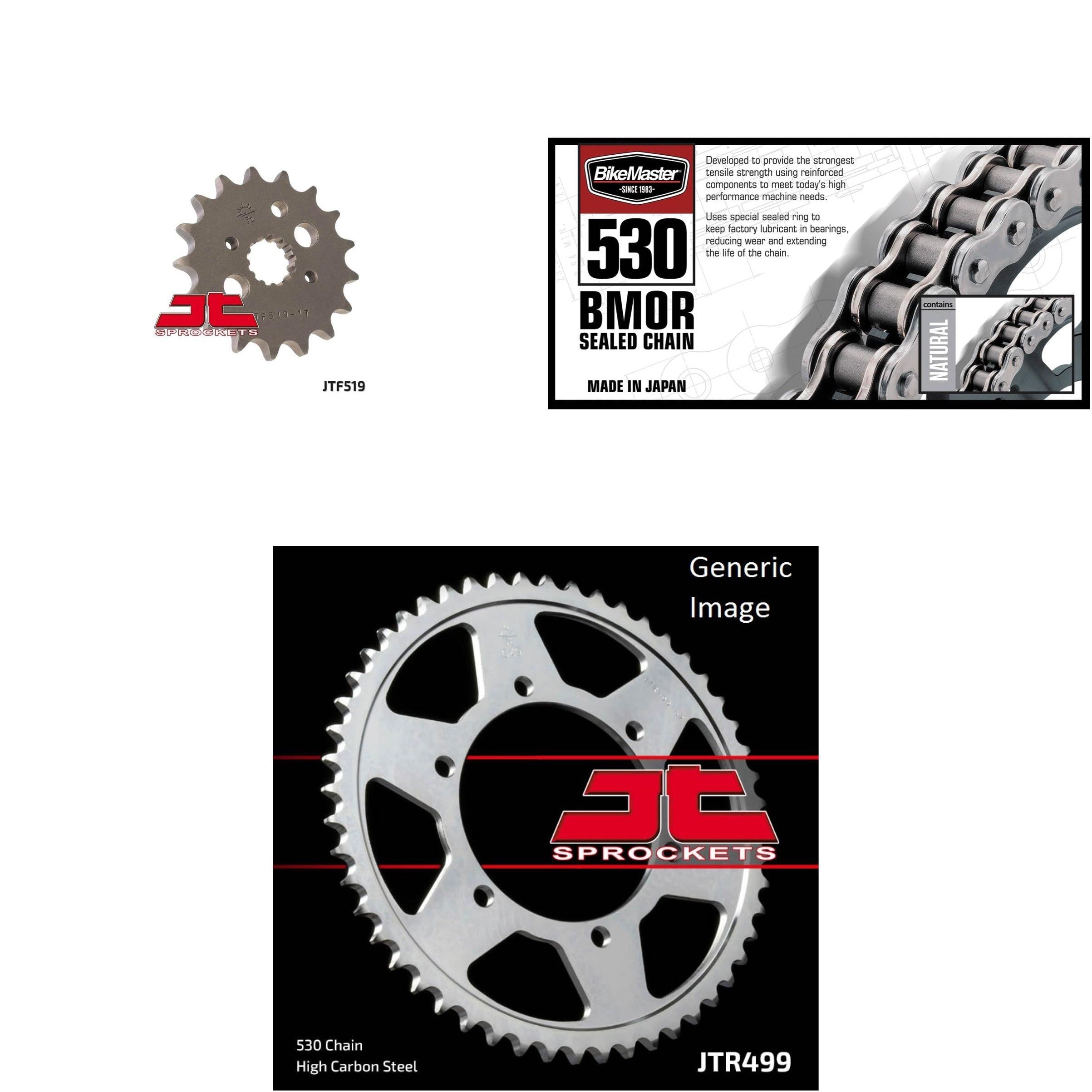 530 BMOR Chain Nat,Front & Rear Sprocket Kit KAW VN800E Vulcan Classic 2000-2005
