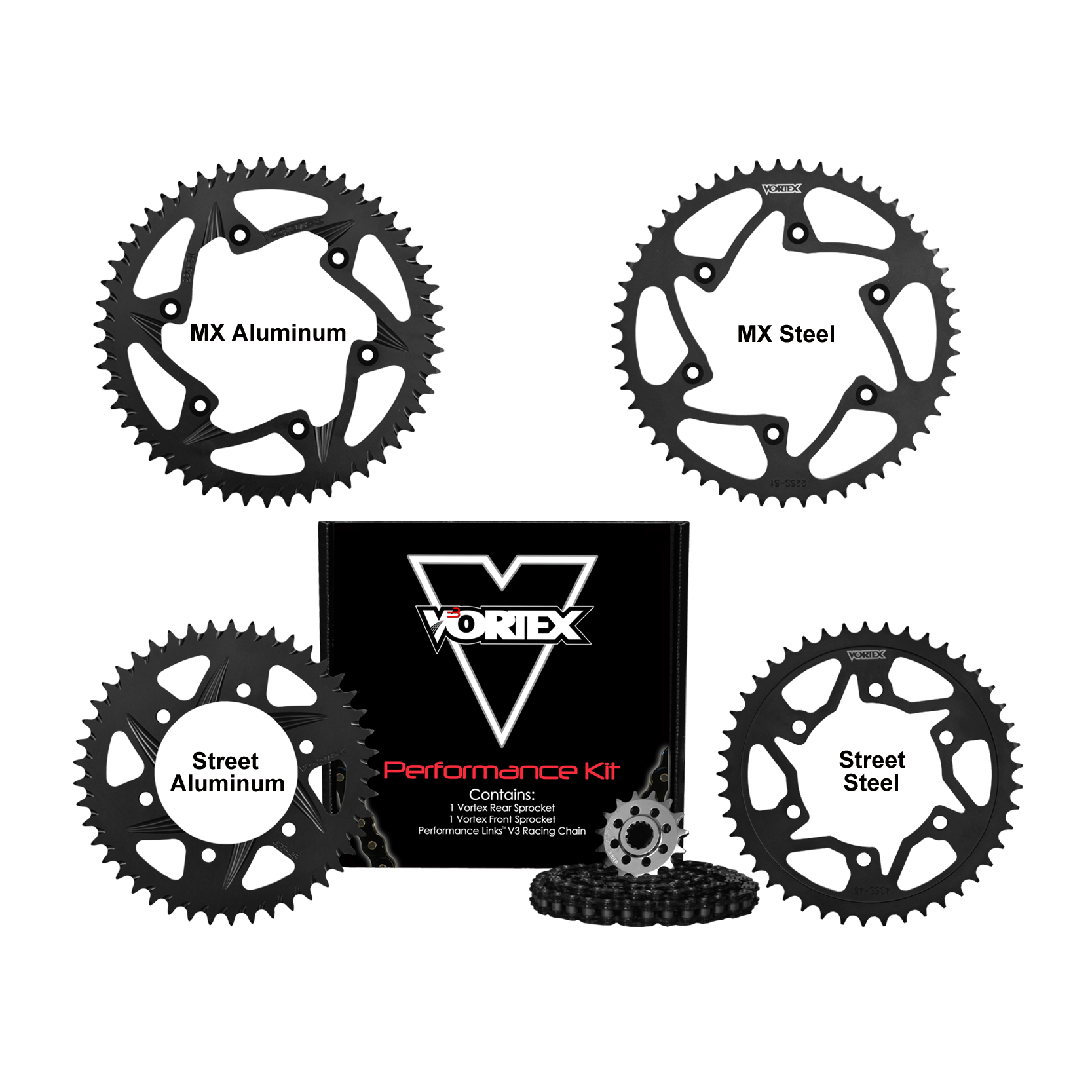 Vortex Black GFRA 520RX3-110 Chain and Sprocket Kit 16-41 Tooth - CK4243