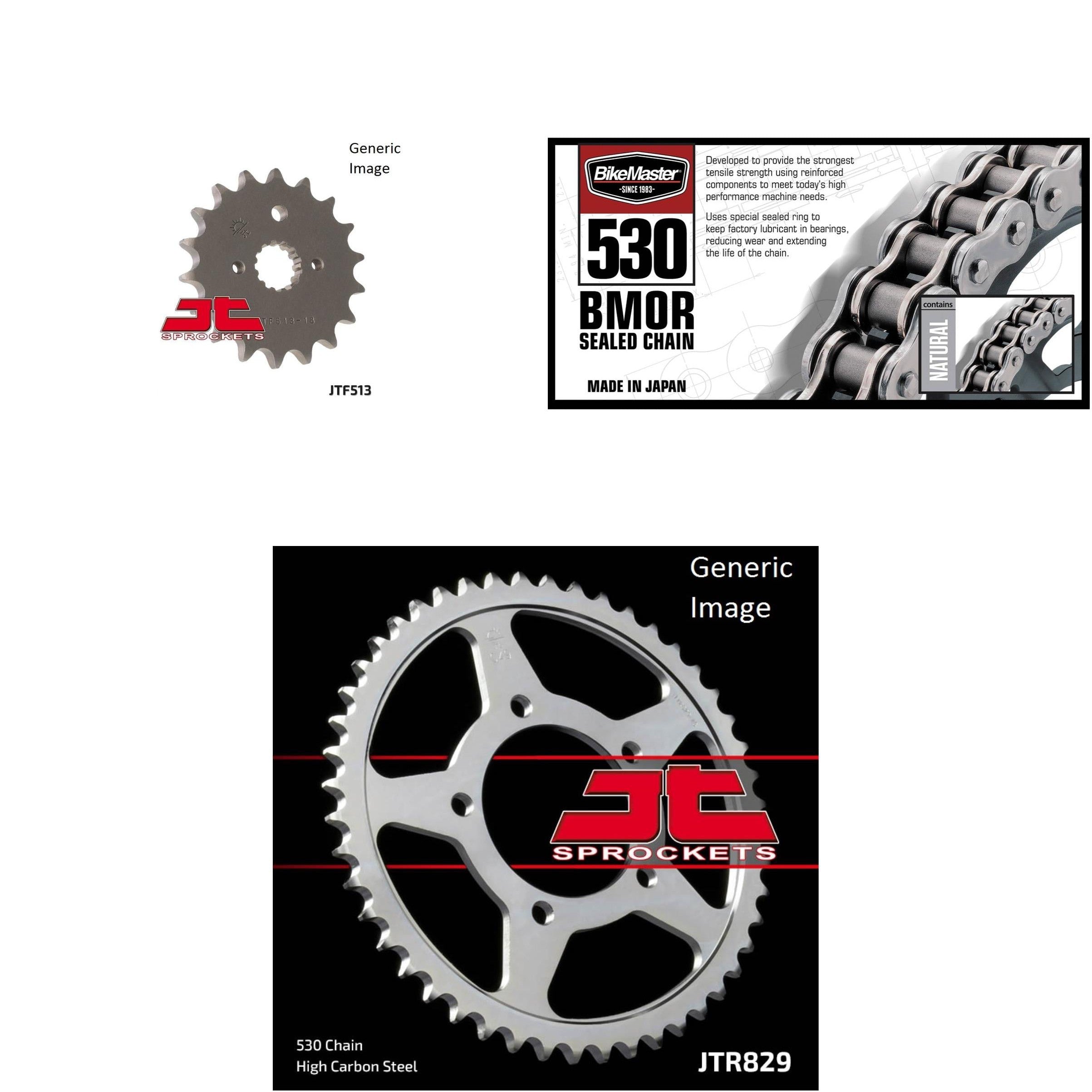 530 BMOR Chain Natural,Front & Rear Sprocket Kit GSX750F Katana 1998-2006 For Su
