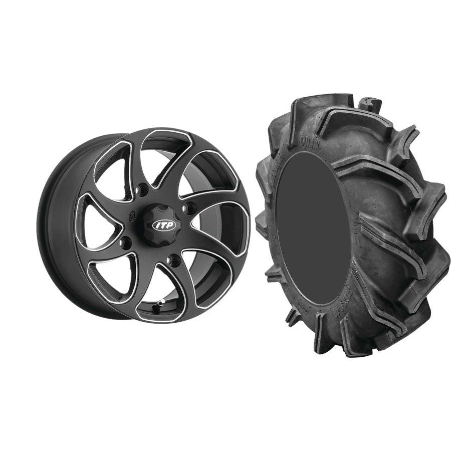 Set of 2 Mounted Wheel and Tire Kit Wheel: 14x7 5+2 4/110 Tire: 28x9-14 6 Ply