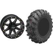 Set of 2 Mounted Wheel and Tire Kit Wheel: 14x7 5+2 4/137 Tire: 27x11-14 8 Ply