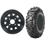 Set of 2 Mounted Wheel and Tire Kit Wheel: 12x7 5+2 4/110 Tire: 26x9-12 6 Ply