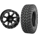 Set of 2 Mounted Wheel and Tire Kit Wheel: 12x7 5+2 4/137 Tire: 25x10-12 8 Ply