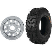 Set of 2 Mounted Wheel and Tire Kit Wheel: 12x7 5+2 4/137 12mm Tire: 26x9-12 8 Ply