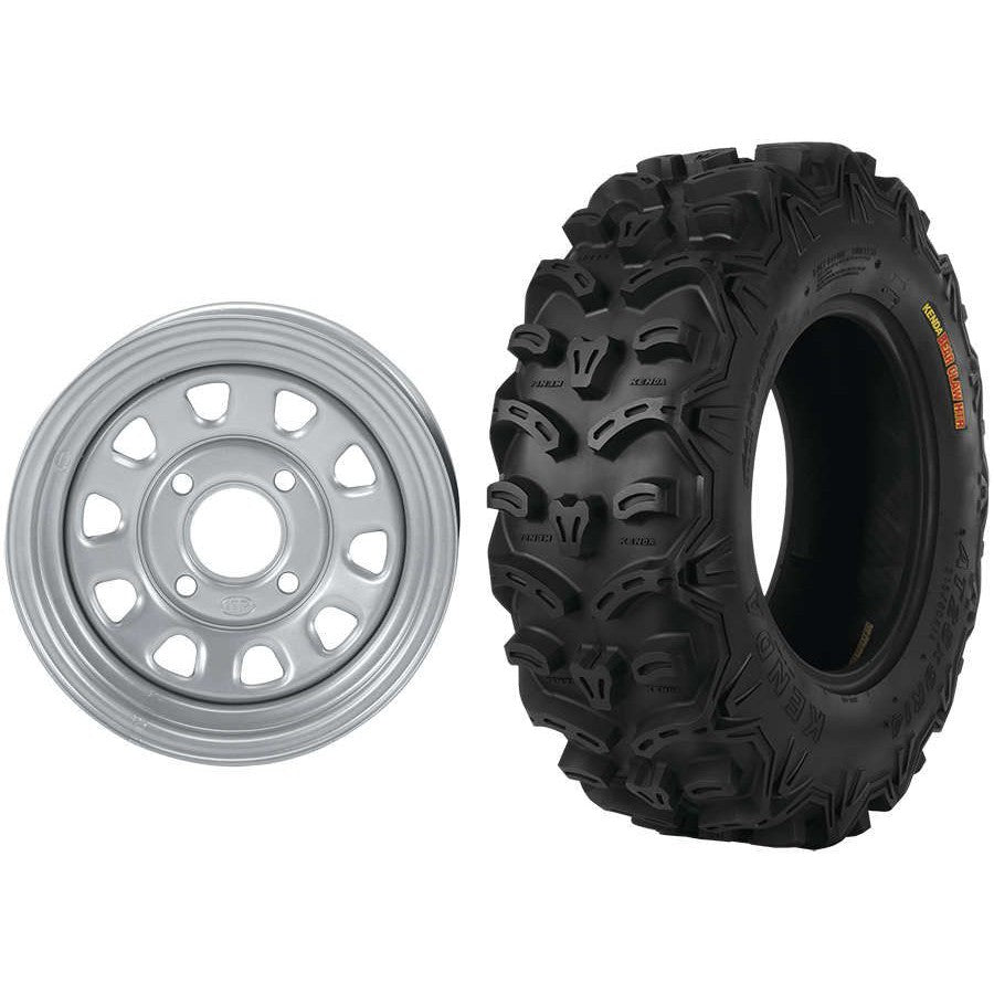 Set of 2 Mounted Wheel and Tire Kit Wheel: 12x7 5+2 4/137 12mm Tire: 26x9-12 8 Ply