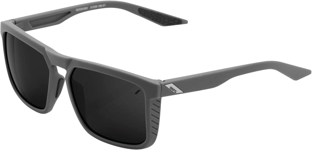 100% Renshaw Sunglasses Soft Tact Cool Grey with Ultra HD Black Mirror Lens - 61038-188-61