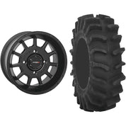 Set of 2 Mounted Wheel and Tire Kit Wheel: 14x7 5+2 4/156 Tire: 28x9.5-14 8 Ply