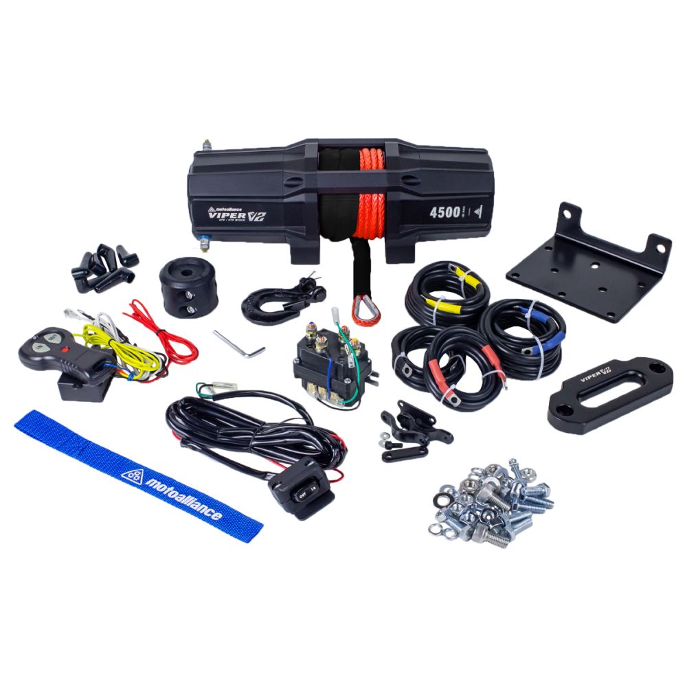 Viper V2 ATV Winch Kit 4500 lb Standard Spool With 40 Feet Orange Synthetic Rope With Mount For Polaris Models 2003-2006