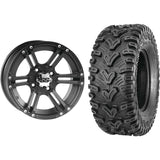 Set of 2 Mounted Wheel and Tire Kit Wheel: 12x7 2+5 4/110 Tire: 24x10-12 6 Ply