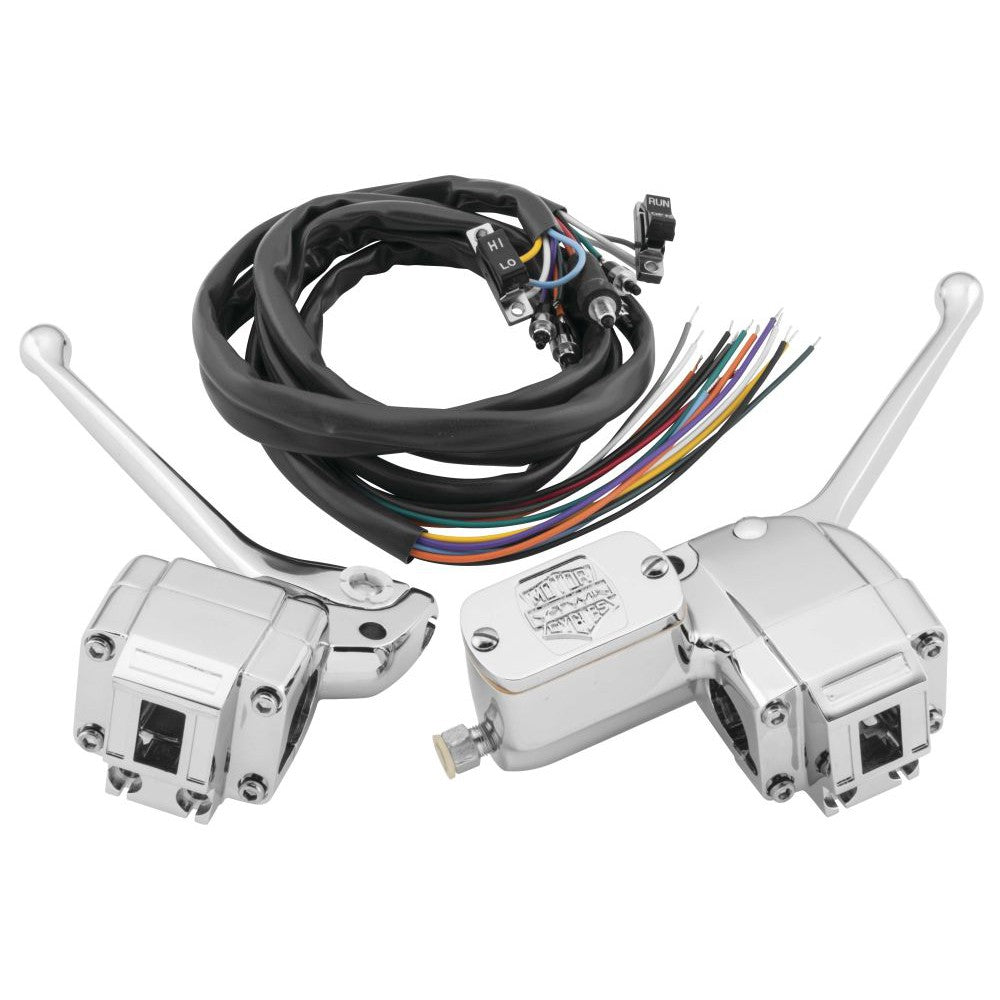 Bikers Choice Handlebar Control Kit For - 26-098 With Black Switches Chrome