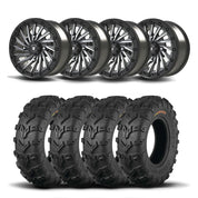 Set of Four Bullite Blade Wheels 14" Gray And Kenda K592 Bearclaw EVO Tires [28x9-14]