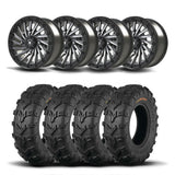 Juego de cuatro ruedas Bullite Blade de 14" grises y neumáticos Kenda K592 Bearclaw EVO [26x11-14]