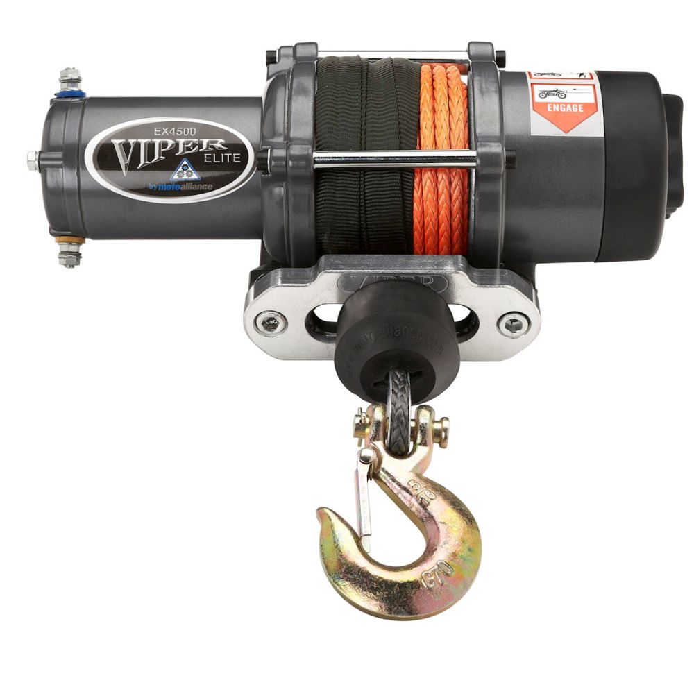 Viper Elite ATV Winch Kit 4500 lb With 40 Feet Orange Synthetic Rope With Mount