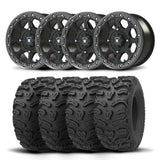 Set of Four Bullite Ruler Wheels 14" Gray And Kenda K587 Bearclaw HTR Tires [26x11R-14]