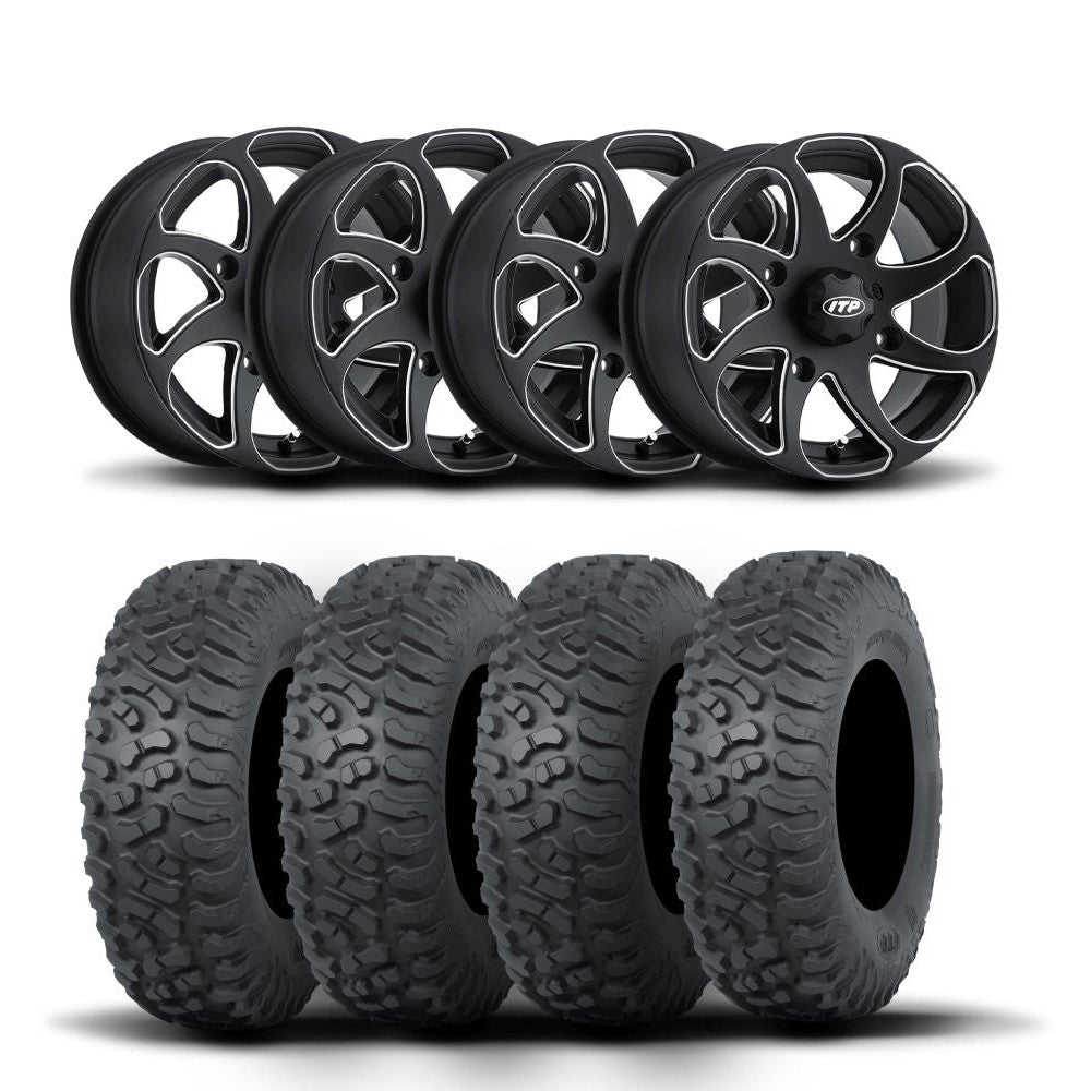 ITP Twister 14" Black Wheels And Terra Hook Tires [27x9-14]
