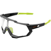100% Speedtrap Sunglasses Soft Tact Cool Grey with Clear Lens - 61023-188-77