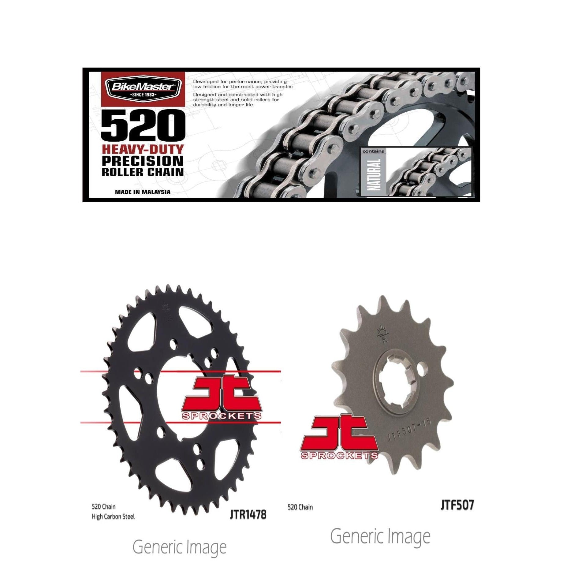 520H Heavy-Duty Chain,Front & Rear Sprocket Kit KAW KXT250A Tecate 1984-1985