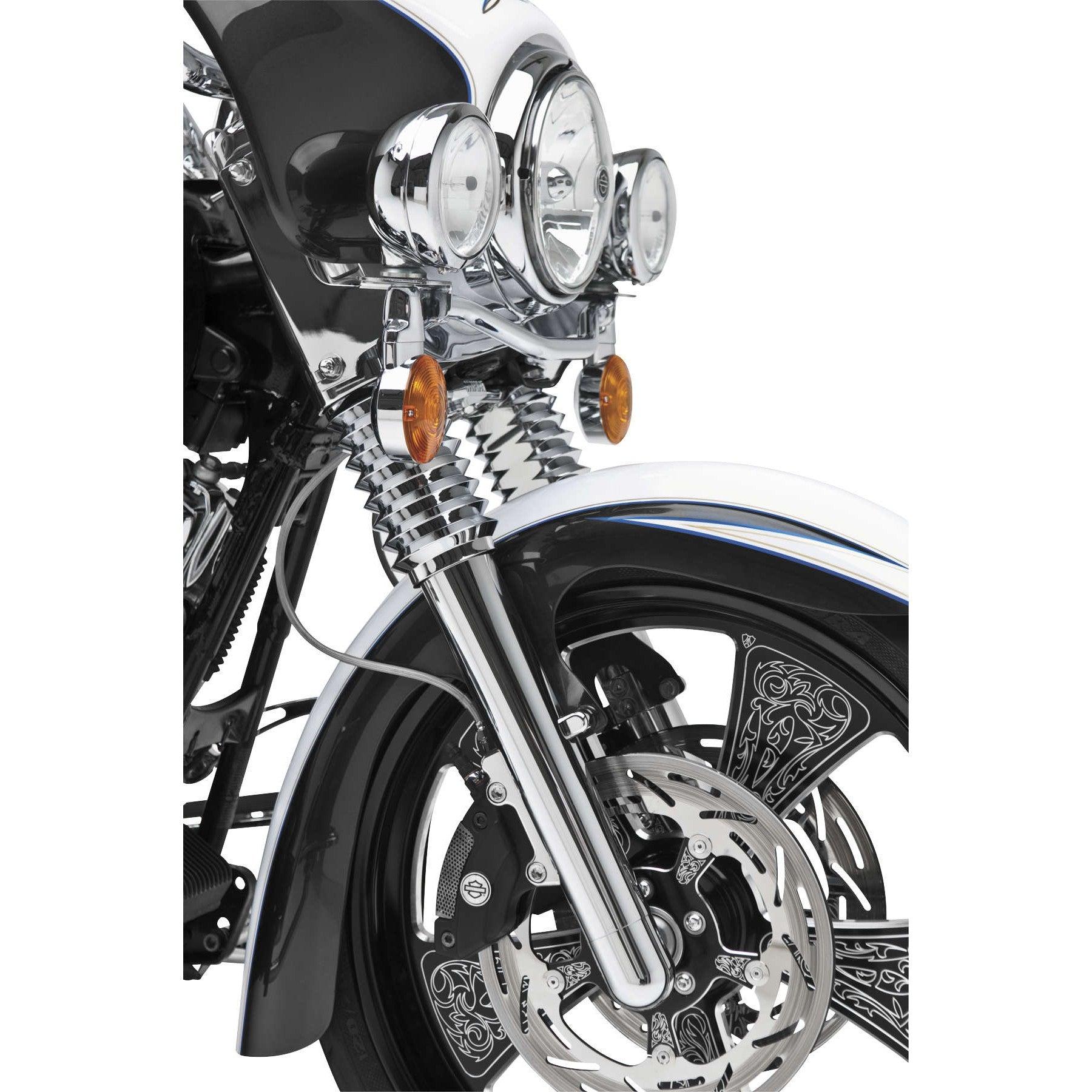 Arlen Ness Hot Fork Legs Lower Sliders Dual Disc Deep Cut Chrome Harley 08-13 FL
