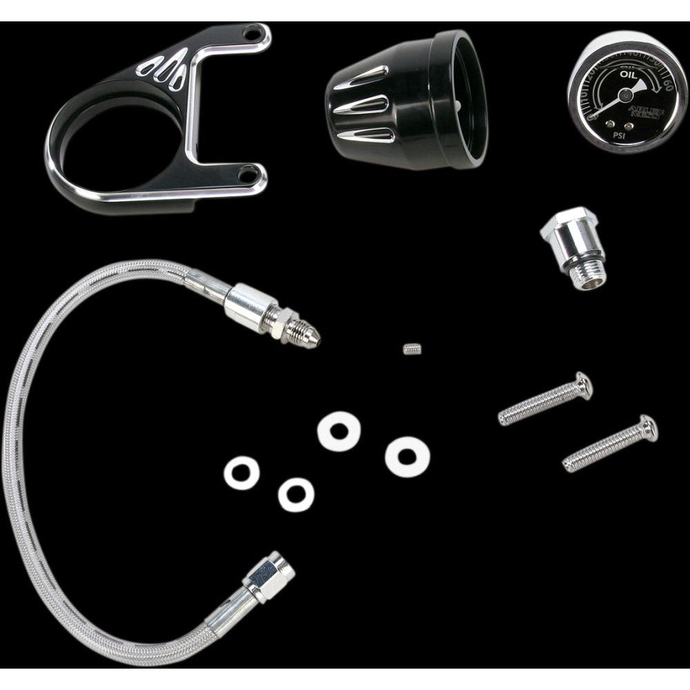 Arlen Ness 1.75in Black Deep Cut Oil Pressure Gauge Kit 15-670