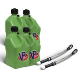 VP Racing 4 Pack Green 5.5 Gallon Square Utility Jugs + 2 Deluxe Fill Hoses