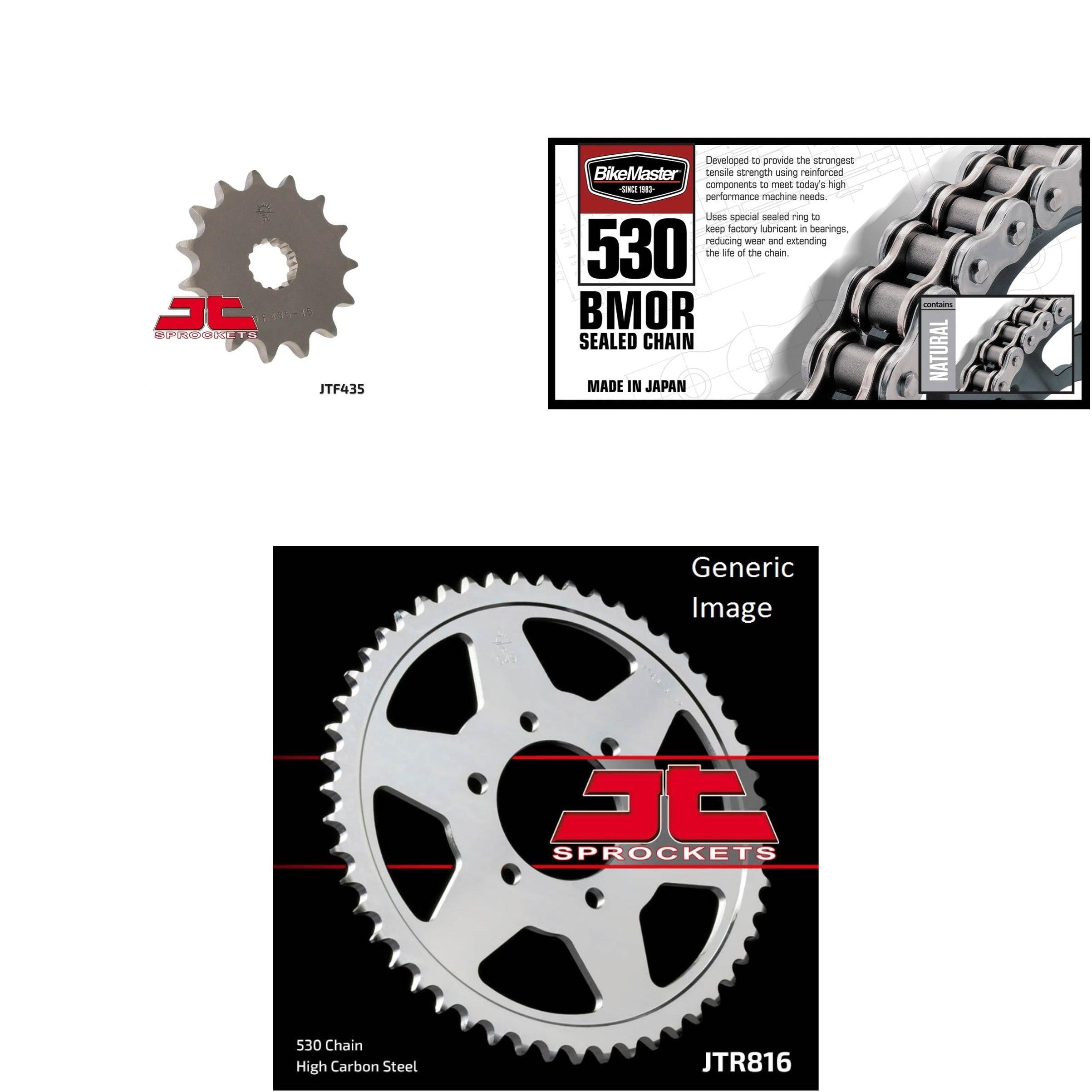 530 BMOR Chain Natural, Front & Rear Sprocket Kit Street SUZUKI GR650/X 1983