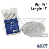 WSM 1/2'' x 15' Nylon White Dock Line 1000-1215W